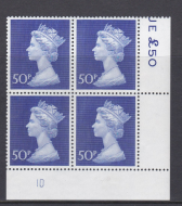 1970 50p Post office paper Decimal Machin Cylinder 10 UNMOUNTED MINT