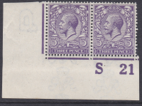 N22(-) 3d Deep Violet Violet S21 imperf Wmk type III(3) MOUNTED MINT