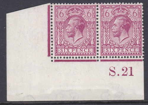 N26(-) 6d Bright purple S21 imperf Watermark type III(3) mounted mint