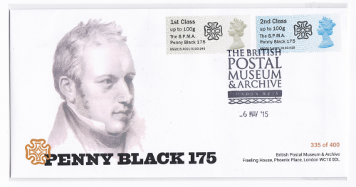 Postal Museum penny black 175 06 05 2015 no.335 of 400 FDC first day cover