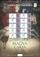 BC-463 GB 2015 Europhilex Magna Carta No. 76 Smiler sheet UNMOUNTED MINT