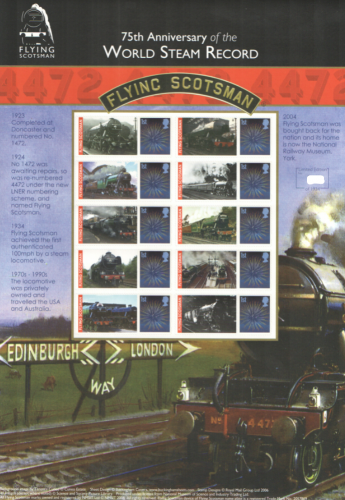 BC-249 2009 Flying Scotsman no. 229 Smiler Sheet  UNMOUNTED MINT