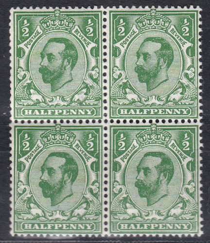 sg321 N1(3) d Deep Green Downey Head block of 4 UNMOUNTED MINT MNH