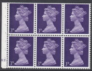UB6 3d Pre-Decimal machin booklet pane Cyl K2 - Bottom - Dot - UNMOUNTED MINT