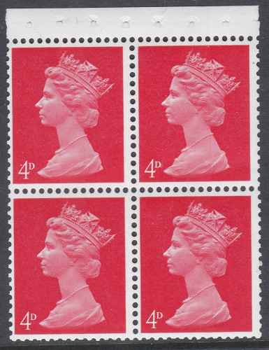 UB15b Pre-decimal Machin Booklet Pane Perf I Dot on D retouch R1 1 U M