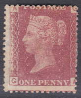 1858 Sg43 1d Penny Red plate 102 lettered G-A MOUNTED MINT
