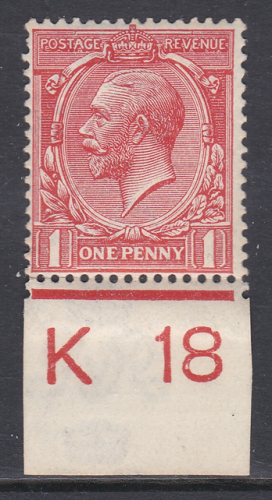 N16(8) 1d Pale Red Royal Cypher Control K 18 Imperf U M