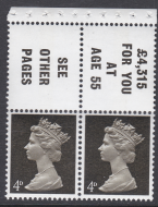 UB13 Pre-decimal Machin Booklet Pane Perf Iv - UNMOUNTED MINT