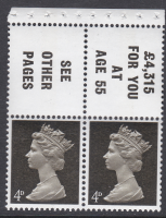 UB13 Pre-decimal Machin Booklet Pane Perf Iv - UNMOUNTED MINT