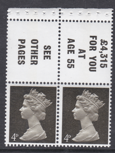 Sg UB13b 4d Sepia Machin with listed variety pearl damage Perf AP UNMOUNTED MINT