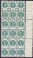 1 2d Green Jubilee block of 18 with rare vertical comb side perfs UNMOUNTED MINT