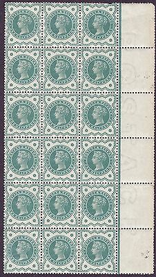 1 2d Green Jubilee block of 18 with rare vertical comb side perfs UNMOUNTED MINT