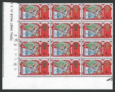 Christmas 1969 4d Bronzed Heads Variety Control Block of 12. Mint