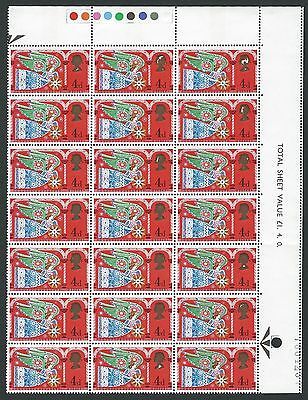 Christmas 1969 4d Bronzed Heads Variety Corner Block of 21. Mint