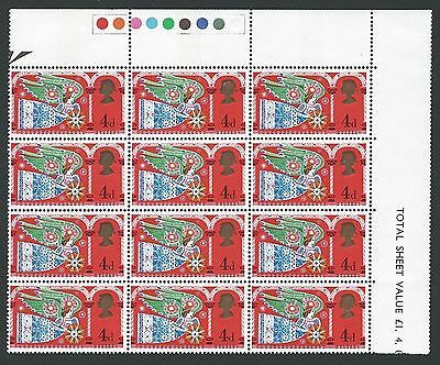 Christmas 1969 4d Bronzed Heads Variety Marginal Block of 12. Mint