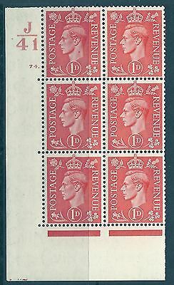 1d Pale scarlet J41 74 Dot cylinder block UNMOUNTED MINT