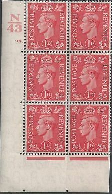 1d Pale scarlet N43 94 Dot cylinder block UNMOUNTED MINT
