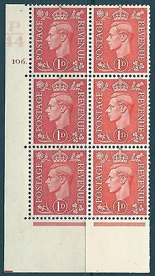 1d Pale scarlet P44 106 Dot cylinder block UNMOUNTED MINT