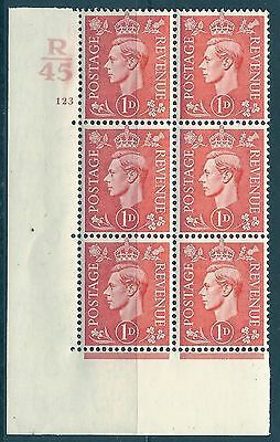 1d Pale scarlet R45 123 No Dot cylinder block UNMOUNTED MINT