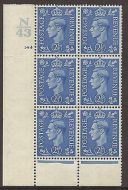 2½d Light Blue Cylinder Control N 43 144 No Dot perf 6(I P) UNMOUNTED MINT MNH