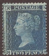 2d Blue plate 9 sg 47 var showing major re-entry UNMOUNTED MINT MNH