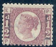 1870 ½d Rose Red Plate 13 Lettered P-E UNMOUNTED MINT