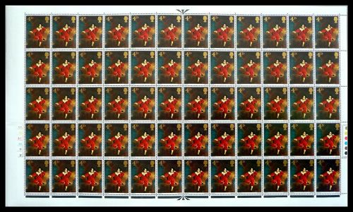 1967 Paintings 4d Complete Sheet No dot (cyl 3A1B2C1D1E1F) UNMOUNTED MINT MNH