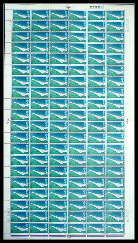 1969 Concorde 4d Complete Sheet No Dot With Listed Flaw UNMOUNTED MINT/MNH