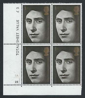 1969 Investiture of Prince of Wales 1 - No Dot Cylinder Block - MNH