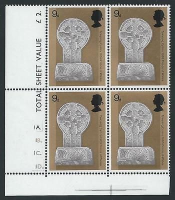 1969 Investiture of Prince of Wales 9d Dot Cylinder Block - MNH