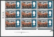 1966 Landscapes 1 6 (Ord) - Perf Shifts + Other Varieties - Cyl Block of 9 - MNH