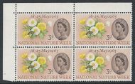 1963 Nat Nature Week 3d (Ord) - Variety - Retouch to Queens Left Jaw Block- MNH