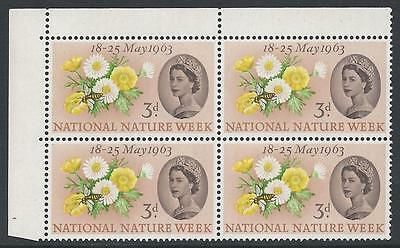 1963 Nat Nature Week 3d (Ord) - Variety - Retouch to Queens Left Jaw Block- MNH