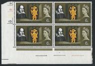 1964 6d Shakespeare (Ord) Listed Flaw Missing Floorboards Cyl UNMOUNTED MINT