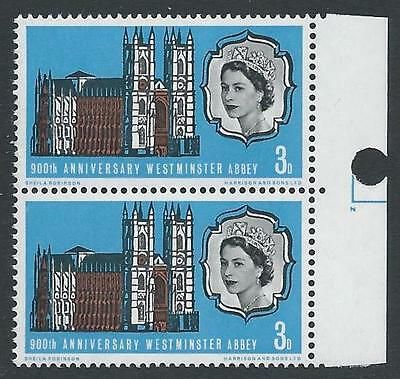 1966 Westminster Abbey 3d (Ord) - Listed Flaw - Retouch on Queens Cheek - MNH
