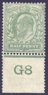 sg217 M2(1)var ½d Very Pale Yellowish Green Control G8 De La Rue MOUNTED MINT