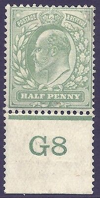 sg217 M2(1)var ½d Very Pale Yellowish Green Control G8 De La Rue MOUNTED MINT