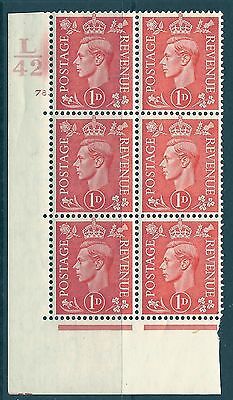 1d Red Cylinder Control L 42 78 Dot UNMOUNTED MINT