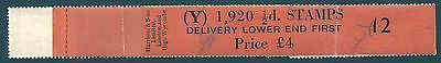 ½d Edward Crown watermark Vertical Delivery Coil leader Y 12 MNH