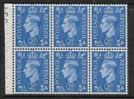 QB33 2½d Light Ultramarine booklet pane imperf UNMOUNTED MNT MNH