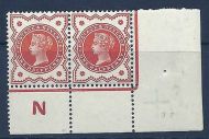 ½d Vermilion Jubilee control N perf pair Lightly MOUNTED MINT