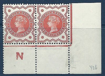 ½d Vermilion Jubilee control N perf corner pair Lightly MOUNTED MINT