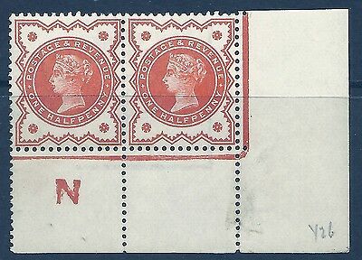 ½d Vermilion Jubilee control N perf corner pair Lightly MOUNTED MINT