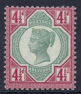 Sg206 variety 4½d Green   Carmine Jublee deformed d SE corner UNMOUNTED MINT