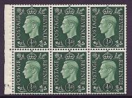 QB1 perf type B4B(E) cylinder E2 Dot - ½d Green Booklet pane UNMOUNTED MINT MNH