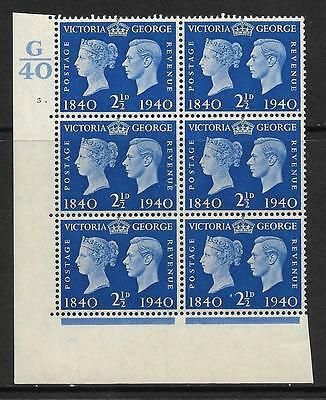 Sg 483 1940 2½d Centenary Cylinder G40 3 Dot UNMOUNTED MINT MNH