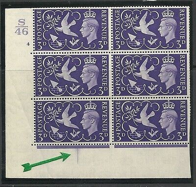 Sg 492 1946 Victory Cylinder S46 4 No Dot perf type 5(E I) UNMOUNTED MINT MNH