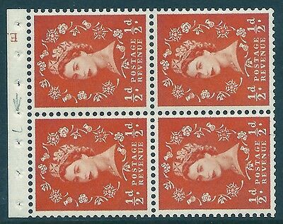 SB11 ½d Crowns left Cyl E13 Wilding booklet pane perf type I UNMOUNTED MNT/MNH
