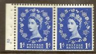 SB22 1d Wilding booklet pane cylinder 2 Dot perf type E UNMOUNTED MNT/MNH