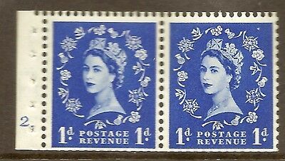 SB22 1d Wilding booklet pane cylinder 2 Dot perf type E UNMOUNTED MNT/MNH